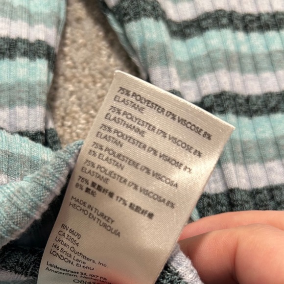 Maeve Anthropologie Striped Turtleneck Puff Sleeve Ribbed Knit Top Large - Picture 3 of 6